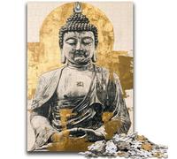 Puzzle per adolescenti da 1000 pezzi, statua dorata del Buddha, aiuta il cervello a esercitare i giocattoli avvincenti per coltivare la pazienza, decorazione da parete 50x75cm