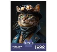 Puzzle Per Adolescenti Da 1000 Pezzi Steampunk Cat Portrait Puzzle Per Adulti Gioco Pratico Assemblaggio Del Modello Sfida Educativa 38x26cm/1000pcs