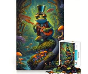 Puzzle per adolescenti da 1000 pezzi, stile steampunk psichedelico, con rana, decorazione con ritagli precisi, giocattolo creativo e divertente, gioco di pace, pezzo d'arte natalizio (50x75cm)