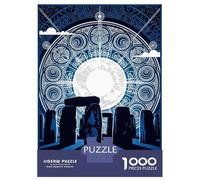 Puzzle Per Adolescenti Da 1000 Pezzi Stonehenge at Night with Full Moon Puzzle Per Adulti Giochi Divertenti Un'opera D'arte Interazione Genitore-figlio 52x38cm/1000pcs