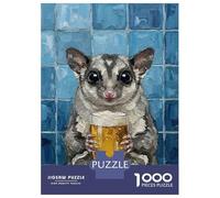 Puzzle Per Adolescenti Da 1000 Pezzi Sugar Glider with Beer Painting Puzzle Per Adulti Giochi Divertenti Un'opera D'arte Interazione Genitore-figlio 52x38cm/1000pcs