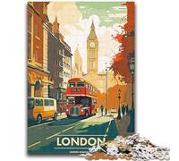 Puzzle per adolescenti da 1000 pezzi sulla città di Londra, difficili e stimolanti, con poster abbinato e foglio di quiz per bambini dai 14 anni (dimensioni 50x70cm)