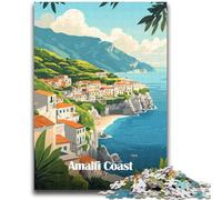 Puzzle per adolescenti da 1000 pezzi sulla Costiera Amalfitana, Italia, difficili e stimolanti, con poster abbinato e foglio di quiz per bambini dai 14 anni (dimensioni 50x70cm)