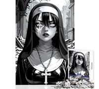 Puzzle per adolescenti da 1000 pezzi suora monocromatica con occhi luminosi giocattoli per la decorazione della casa regalo divertente gioco educativo attività divertenti a casa dimensioni 38x52cm