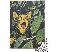 Puzzle Per Adolescenti Da 1000 Pezzi Surprised Cat in Jungle Art Print Puzzle Per Adulti Gioco Pratico Migliora La Memoria Ottimo Regalo Per I Giocatori 52x38cm/1000pcs