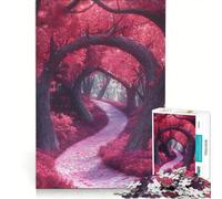 Puzzle per adolescenti da 1000 pezzi surrealismo sentiero nel bosco con alberi arte naturalistica giochi per famiglie schema di assemblaggio per rafforzare l'amore tra le coppie 50x75cm