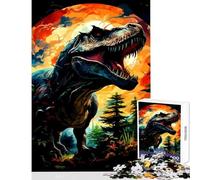 Puzzle per adolescenti da 1000 pezzi T-Rex ruggente nella giungla colorata giocattoli antistress regali di compleanno gioco per famiglie lista dei desideri con Babbo Natale dimensioni 50x75cm