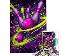 Puzzle per adolescenti da 1000 pezzi tema bowling arte al neon gioco rompicapo per adulti regalo per donne attività divertenti da fare a casa (dimensioni 38x26cm)