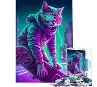 Puzzle per adolescenti da 1000 pezzi tema gatto umano cyberpunk puzzle per adulti gioco pratico regalo per donne ideale come regalo per tutta la famiglia (dimensioni 38x26cm)