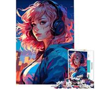 Puzzle per adolescenti da 1000 pezzi tema Synthwave Cyber Anime Girl giocattolo educativo per l'apprendimento gioco per famiglie decorazione da parete regalo per donne e uomini (dimensioni 38x52cm)