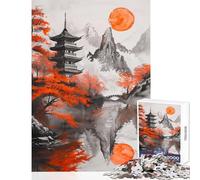 Puzzle per adolescenti da 1000 pezzi tempio giapponese albero d'acero giocattolo educativo regalo per donne e uomini gioco impossibile ogni pezzo è unico - dimensioni 50x75cm