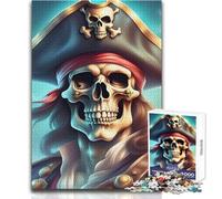 Puzzle per adolescenti da 1000 pezzi, teschi, ossa, pirati, Jack, gioco di sfida unico, regalo per donne, opera d'arte, dimensioni 38x26cm