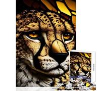 Puzzle per adolescenti da 1000 pezzi,The Cheetahs Glance,giocattolo in vetro,decorazione da parete,opera d'arte,regalo,giochi educativi,aiuta il cervello,esercizio,dimensioni 38x52cm