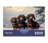 Puzzle Per Adolescenti Da 1000 Pezzi Three Dachshunds in A Christmas Scene Puzzle Per Adulti Gioco Rompicapo Decorazione Per La Casa Interazione Genitore-figlio 52x38cm/1000pcs
