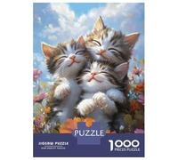Puzzle Per Adolescenti Da 1000 Pezzi Three Kittens in Flowers Puzzle Per Adulti Giocattoli Antistress Sfida Difficile Gioco Impegnativo Regali 52x38cm/1000pcs