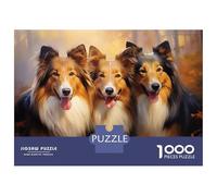 Puzzle Per Adolescenti Da 1000 Pezzi Three Rough Collie Puzzle Per Adulti Gioco Rompicapo Decorazione Per La Casa Interazione Genitore-figlio 52x38cm/1000pcs