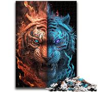 Puzzle per adolescenti da 1000 pezzi, tigre di ghiaccio e fuoco, puzzle da 1000 pezzi, attività divertente per la casa, giocattoli per i giorni di pioggia, regali di compleanno (38x26cm)