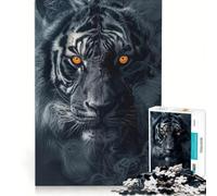 Puzzle per adolescenti da 1000 pezzi Tigre nel fumo nero gioco impossibile rilassante e stimolante per la mente regalo per donne 38x52cm