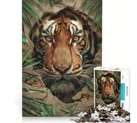 Puzzle per adolescenti da 1000 pezzi "Tigre nel muro" gioco impossibile rilassante e stimolante per la mente regalo per donne 38x26cm