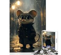 Puzzle per adolescenti da 1000 pezzi Topolino con cappotto su strada sotto la pioggia giocattolo educativo regalo per compleanni giochi divertenti con poster abbinato e foglio di quiz 38x26cm