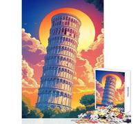 Puzzle per adolescenti da 1000 pezzi Torre di Pisa Tramonto Italia Giocattoli antistress Regali di compleanno Gioco rompicapo Attività divertenti a casa Dimensioni 38x26cm