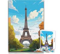 Puzzle per adolescenti da 1000 pezzi, Torre Eiffel vettoriale, goditi ore di relax, taglio netto, durevole, giocattolo artigianale, dimensioni 38x52cm