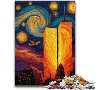 Puzzle per adolescenti da 1000 pezzi, Torri gemelle sotto il cielo notturno, giocattolo educativo intellettuale decomprimente, regalo di compleanno, regali 26X38CM