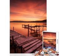 Puzzle per adolescenti da 1000 pezzi tramonto sul lago barca giocattolo educativo regalo per donne e uomini gioco impossibile Ogni pezzo è unico Dimensioni 38x52cm