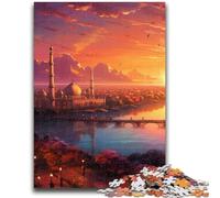 Puzzle per adolescenti da 1000 pezzi, tramonto sulla città con alberi, puzzle per adolescenti, perfetti per le serate di gioco, giocattolo colorato per la casa, regalo (50x75cm)