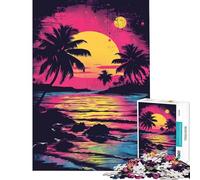 Puzzle per adolescenti da 1000 pezzi tramonto sulla spiaggia stile PopArt gioco pratico donne (dimensioni 38x26cm)