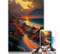 Puzzle per adolescenti da 1000 pezzi tramonto sull'oceano puzzle per adulti antistress sfida difficile regali di Babbo Natale segreto 38x26cm