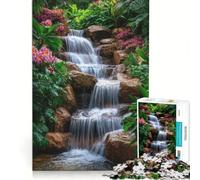 Puzzle per adolescenti da 1000 pezzi: Tranquilla cascata in un giardino lussureggiante gioco impossibile rilassante e stimolante per la mente regalo per donne 38x52cm
