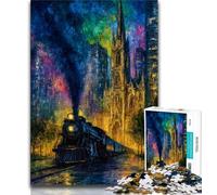 Puzzle per adolescenti da 1000 pezzi, treno misterioso, antistress, per ammazzare il tempo, lista dei desideri con Babbo Natale (38x26cm)