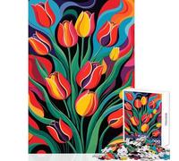 Puzzle per adolescenti da 1000 pezzi tulipani colorati arte astratta giocattolo educativo idee regalo gioco educativo migliora l'amore tra coppie dimensioni 50x75cm