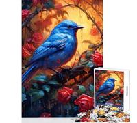 Puzzle per adolescenti da 1000 pezzi,uccello blu,rosa rossa,giocattolo,decorazione da parete,opera d'arte,regalo,giochi educativi,aiuta il cervello,esercizio,dimensioni 38x52cm