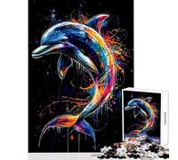 Puzzle per adolescenti da 1000 pezzi Un maestoso delfino arcobaleno che spruzza Giocattolo educativo Ottimi regali e giocattoli Giochi divertenti che migliorano l'amore tra coppie (dimensioni 38x26cm)