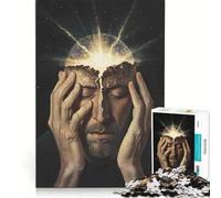 Puzzle per adolescenti da 1000 pezzi: Uomo con gli occhi chiusi che tiene in mano gioco rompicapo attività divertenti da fare a casa regalo per donne 38x26cm