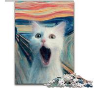 Puzzle per adolescenti da 1000 pezzi, Van Gogh Gatto scioccato, gioco intellettuale giocattolo per migliorare l'amore tra coppie dai 14 anni in su, 26x38cm