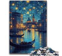 Puzzle per adolescenti da 1000 pezzi, Venezia sotto il cielo notturno, puzzle per adulti, per ammazzare il tempo in vacanza, con poster abbinato e foglio di quiz (26x38cm)