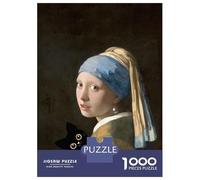 Puzzle Per Adolescenti Da 1000 Pezzi Vermeer Girl BLACK CAT Art Puzzle Per Adulti Gioco Rompicapo Decorazione Per La Casa Interazione Genitore-figlio 38x26cm/1000pcs