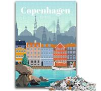 Puzzle per adolescenti da 1000 pezzi "Viaggio a Copenaghen", gioco educativo per famiglie, decorazione da parete, regali unici per compleanno e Natale (dimensioni 38x26cm)