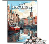 Puzzle per adolescenti da 1000 pezzi Viaggio ad Amsterdam Difficile da completare ma divertente e umoristico Decorazione per la casa e regalo unici (50x75cm) 1000 pezzi