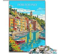 Puzzle per adolescenti da 1000 pezzi, viaggio in Italia a Portofino, per gioco educativo, regalo per tutta la famiglia, 38x26cm