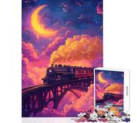 Puzzle per adolescenti da 1000 pezzi "Viaggio in treno attraverso cieli da sogno" giocattolo educativo regalo per donne e uomini gioco impossibile Ogni pezzo è unico Dimensioni 50x75cm