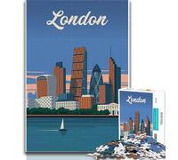 Puzzle per adolescenti da 1000 pezzi, viaggio nella città di Londra, aiuta il cervello a esercitare i giocattoli avvincenti per coltivare la pazienza, regalo per compleanni (38x26cm)