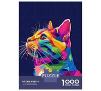 Puzzle Per Adolescenti Da 1000 Pezzi Vibrant Geometric Cat Puzzle Per Adolescenti Giochi Rilassanti Decorazioni Murali Regali Unici Per Compleanno E Natale 38x26cm/1000pcs