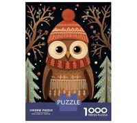 Puzzle Per Adolescenti Da 1000 Pezzi Vintage Owl Xmas Puzzle Per Adolescenti Gioco Per Famiglie Sfida Difficile Regali Unici Per Compleanno E Natale 52x38cm/1000pcs