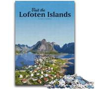 Puzzle per adolescenti da 1000 pezzi Visita le isole Lofoten Gioco educativo divertente e umoristico, difficile da completare, per il compleanno (dimensioni 38x52cm)