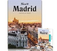 Puzzle per adolescenti da 1000 pezzi Visita Madrid, giocattoli per l'intrattenimento familiare, ideale come regalo per tutta la famiglia (38x26cm)
