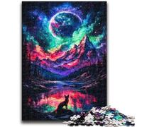 Puzzle per adolescenti da 1000 pezzi "Volpe sotto il pianeta", antistress, per ammazzare il tempo in casa, con poster abbinato e foglio di quiz, 26x38cm
